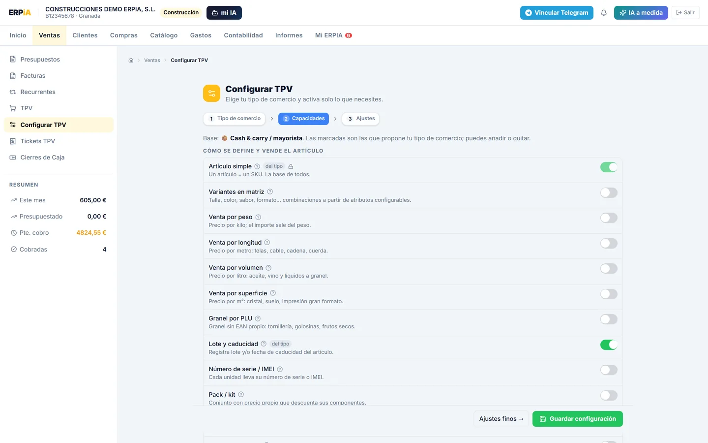 Configurador de TPV